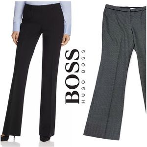 BOSS Hugo Boss Tulea Trousers Bootcut Pants Black, white micro print Size 10